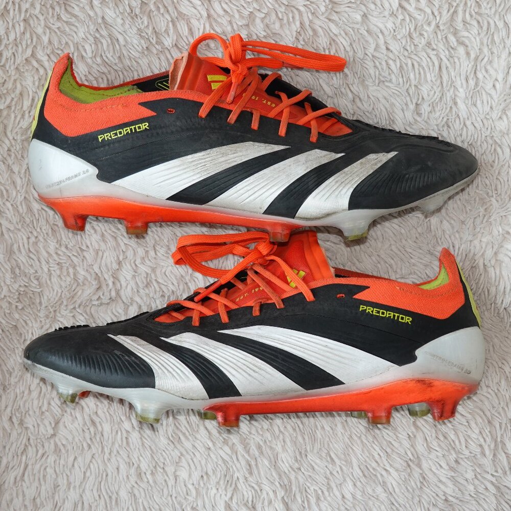 Men's Size 8.5 adidas Predator Elite FG Soccer, Black / Cloud White / Solar Red